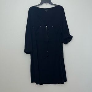 Torrid Mini Challis Zip-Front Shirt Dress Black Sz 2X(18-20)